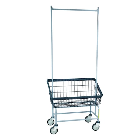 R&B Wire Products Dura-Seven Large Front Load Wire Laundry Cart with Double Pole Rack, 3.75 Bushel 200S56/D7